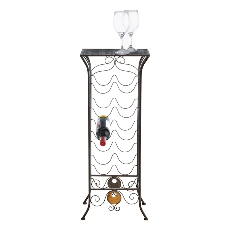 10-Bottle Wine Rack, Black 2 10-Bottle Wine Rack, Black - Image 2