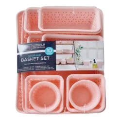 10-Piece Y-Weave Storage Basket Set, Pearl Blush