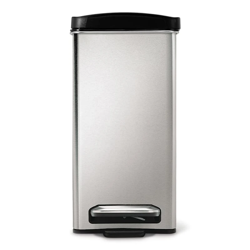 10L (2.6 Gal) Profile Step Can Brushed Stainless Steel With Black Plastic Lid 2 10L (2.6 Gal) Profile Step Can Brushed Stainless Steel With Black Plastic Lid - Image 2