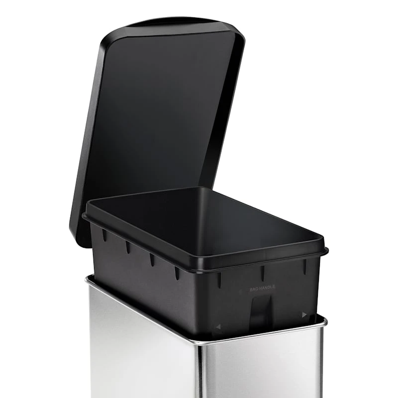 10L (2.6 Gal) Profile Step Can Brushed Stainless Steel With Black Plastic Lid 3 10L (2.6 Gal) Profile Step Can Brushed Stainless Steel With Black Plastic Lid - Image 3