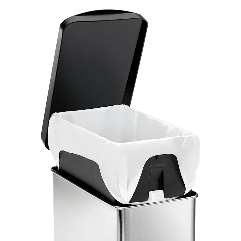 10L (2.6 Gal) Profile Step Can Brushed Stainless Steel With Black Plastic Lid 4 10L (2.6 Gal) Profile Step Can Brushed Stainless Steel With Black Plastic Lid - Image 4