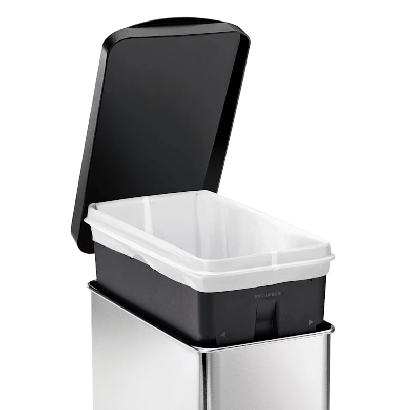 10L (2.6 Gal) Profile Step Can Brushed Stainless Steel With Black Plastic Lid 5 10L (2.6 Gal) Profile Step Can Brushed Stainless Steel With Black Plastic Lid - Image 5