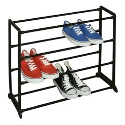 12-Pair Standing Shoe Rack, Black