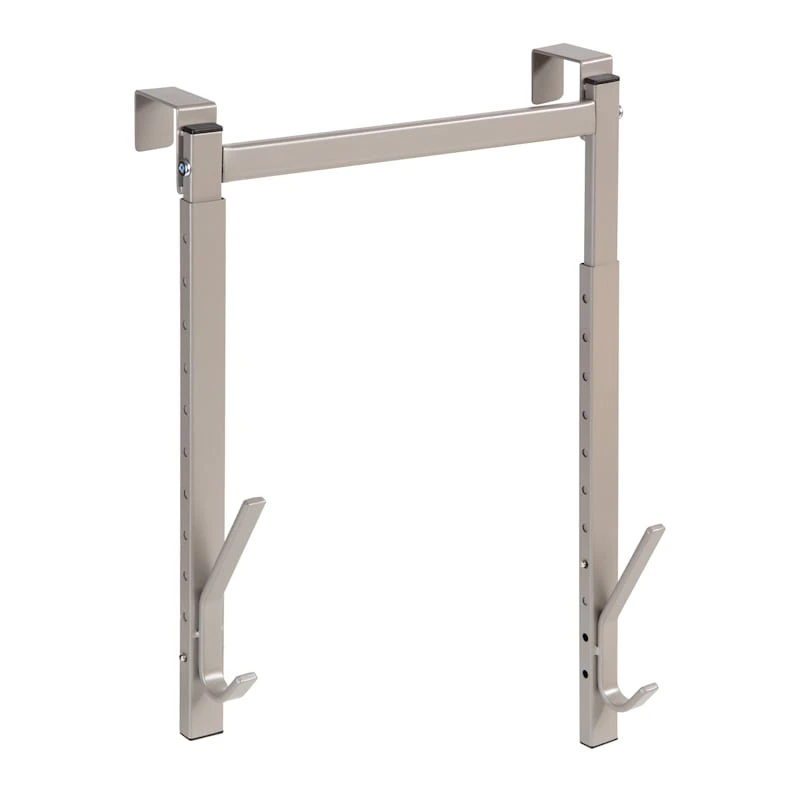 2-Hook Adjustable Over The Door Hanger, Satin Nickel 1 2-Hook Adjustable Over The Door Hanger, Satin Nickel
