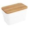 2-Pack White 3.5L Storage Bin With Bamboo Lid, Small