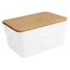 2-Pack White 8.5L Storage Bin With Bamboo Lid, Medium