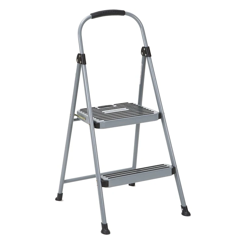 2-Step Grey Metal Folding Step Ladder 2 2-Step Grey Metal Folding Step Ladder - Image 2