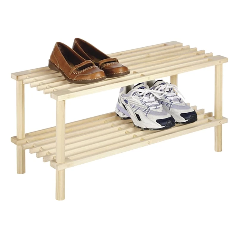 2-Tier Natural Wooden Shoe Rack 1 2-Tier Natural Wooden Shoe Rack