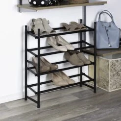 2-Tier Standing Shoe Rack, Mount Black -Furniture Store 2 tier standing shoe rack mount black 3