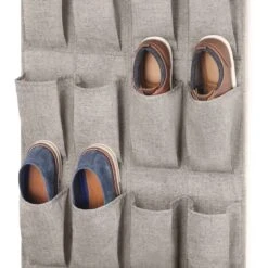 24-Pocket Over The Door Shoe Bag, Black Herringbone 8 24-Pocket Over The Door Shoe Bag, Black Herringbone -Furniture Store 24 pocket over the door shoe bag black herringbone 2