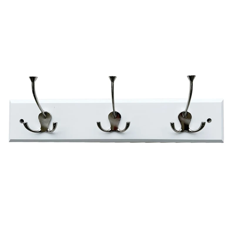 3-Hook Triple Wall Hanger, White 1 3-Hook Triple Wall Hanger, White