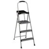 3-Step Grey Metal Step Ladder With Tray