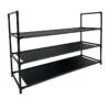 3-Tier Fabric Shoe Rack, Black