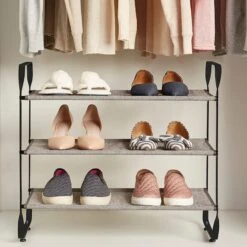 3-Tier Heavy Duty Shoe Rack, Grey -Furniture Store 3 tier heavy duty shoe rack grey 5