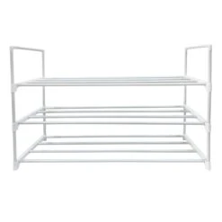 3-Tier Metal Shoe Rack, White