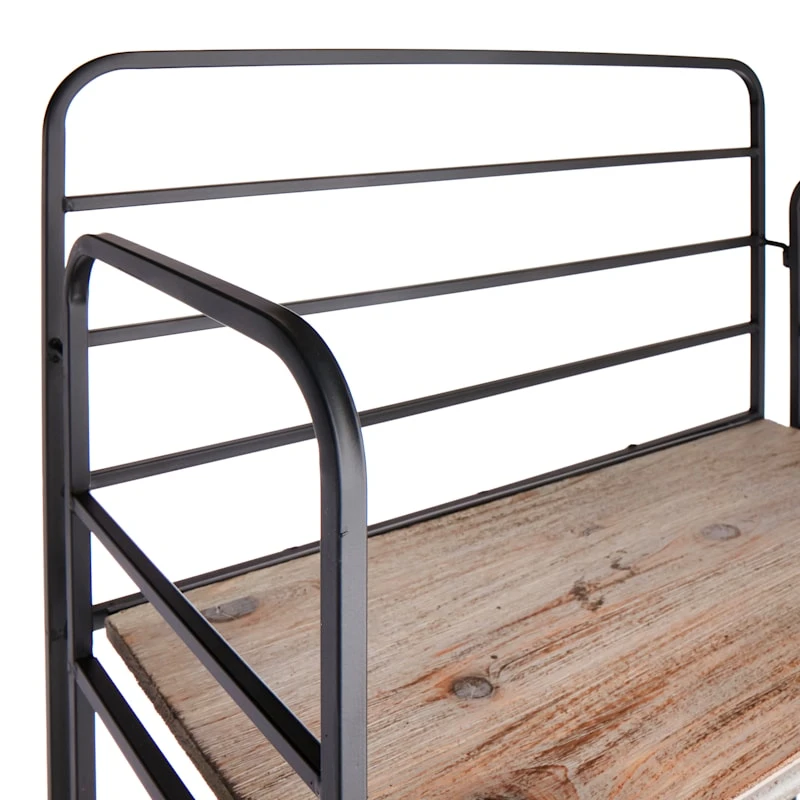 4-Tier Black Metal Baker Rack With Folding Wood Top Shelves 4 4-Tier Black Metal Baker Rack With Folding Wood Top Shelves - Image 4