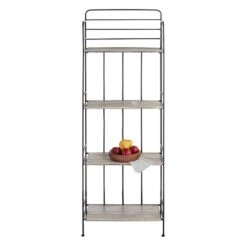 4-Tier Black Metal Baker Rack With Folding Wood Top Shelves 11 4-Tier Black Metal Baker Rack With Folding Wood Top Shelves -Furniture Store 4 tier black metal baker rack with folding wood top shelves 5