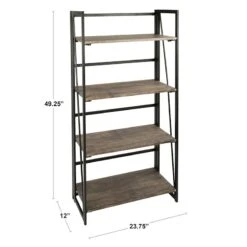 4-Tier Dakota Black & Brown Industrial Modern Bookshelf, 49" -Furniture Store 4 tier dakota black brown industrial modern bookshelf 49 8