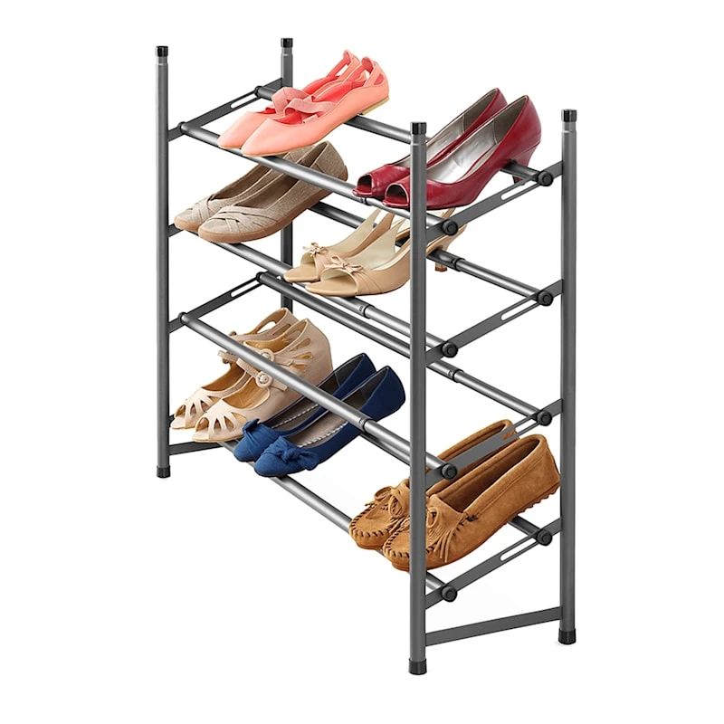 4-Tier Shoe Rack, Gunmetal 1 4-Tier Shoe Rack, Gunmetal