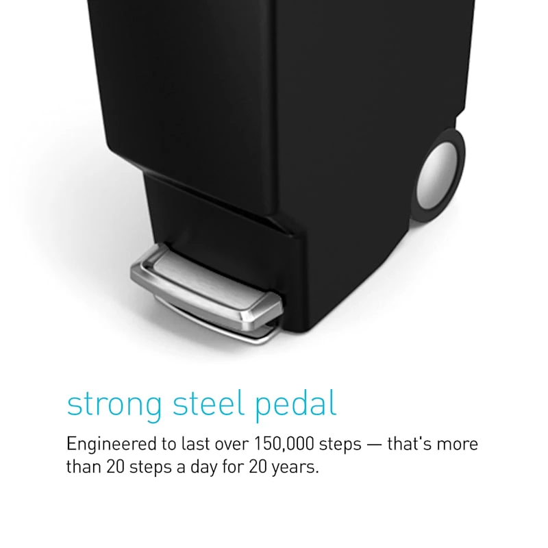 40L Slim Plastic Kitchen Step Trash Can Black 4 40L Slim Plastic Kitchen Step Trash Can Black - Image 4