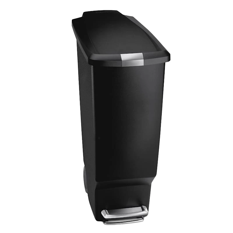 40L Slim Plastic Kitchen Step Trash Can Black 1 40L Slim Plastic Kitchen Step Trash Can Black