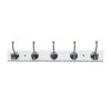 5-Hook Round Wall Hook, White