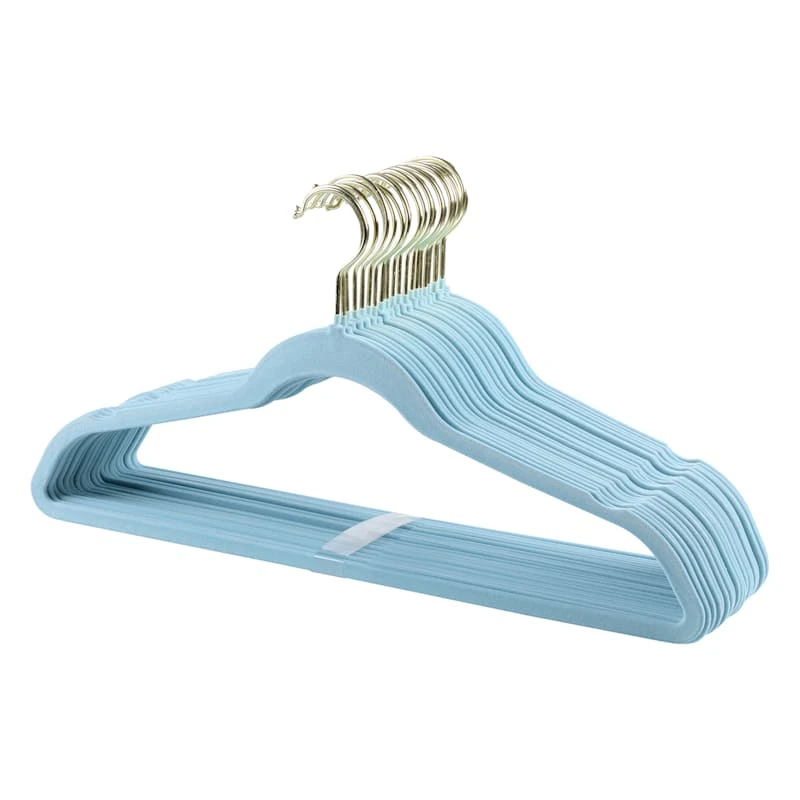 50-Pack Velvet Suit Hangers, Pastel Blue 2 50-Pack Velvet Suit Hangers, Pastel Blue - Image 2