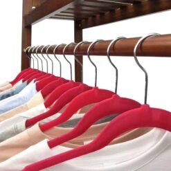 50-Pack Velvet Suit Hangers, Raspberry Red -Furniture Store 50 pack velvet suit hangers raspberry red 3