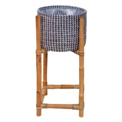 8.6in Bamboo Rattan Planter Stnd