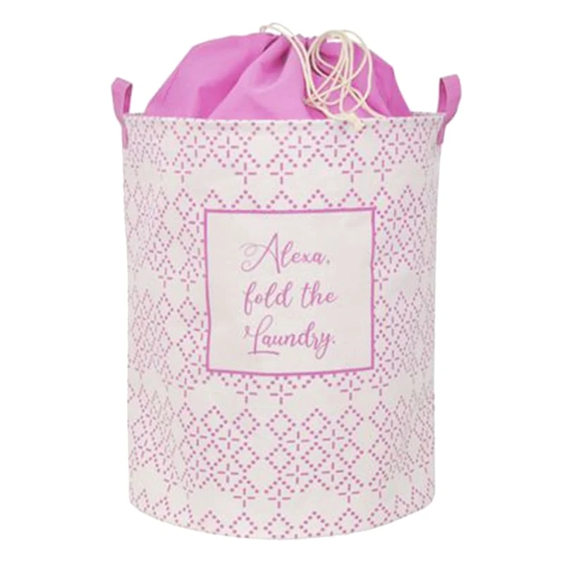Alexa Fold The Laundry Collapsible Laundry Hamper With Drawstring Liner, Pink 1 Alexa Fold The Laundry Collapsible Laundry Hamper With Drawstring Liner, Pink
