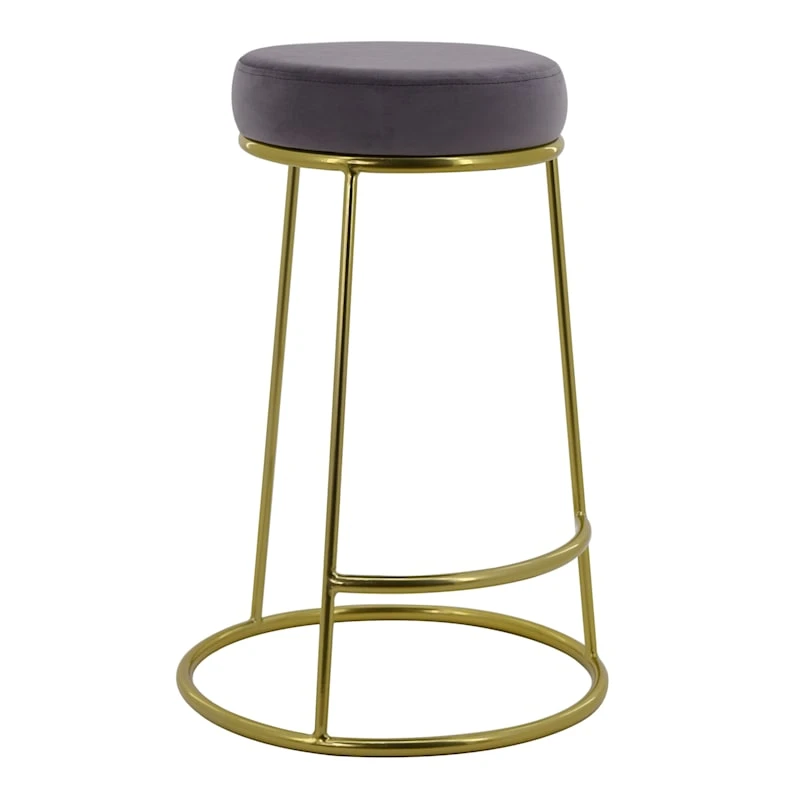 Ann Grey Velvet Counter Stool With Gold Base 1 Ann Grey Velvet Counter Stool With Gold Base