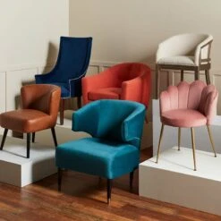 Aura Green Velvet Wrap Around Armchair With Brass Capped Legs -Furniture Store aura green velvet wrap around armchair with brass capped legs 3