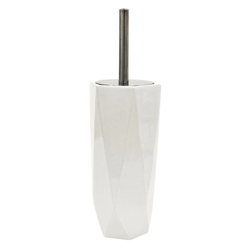 Belle Ceramic Bowl Brush, White & Chrome 1 Belle Ceramic Bowl Brush, White & Chrome