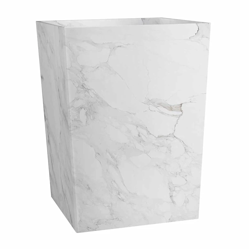 Belle Grey & White Marbled Wastebasket, 10" 1 Belle Grey & White Marbled Wastebasket, 10"