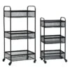 Black 3 Tier Metal Rolling Cart, 29"