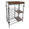 Black Metal Wine Rack With Wood Tray Top