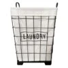 Black Square Metal Grid Laundry Hamper With Liner, Medium