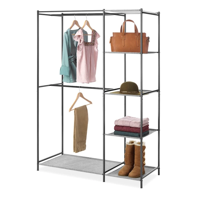 Black Steel Double Rod Closet, 68x45.5 2 Black Steel Double Rod Closet, 68x45.5 - Image 2