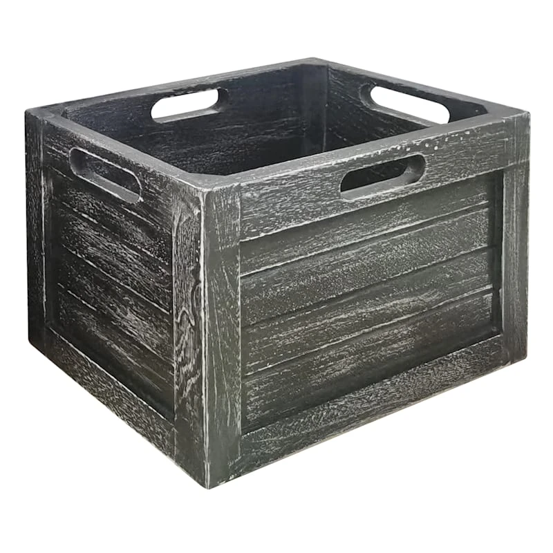 Black Wash Wooden Crate, Large 1 Black Wash Wooden Crate, Large