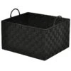 Black Weave Storage Basket With Handles, Black