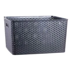 Black Y-Weave Plastic Storage Basket, Extra Large