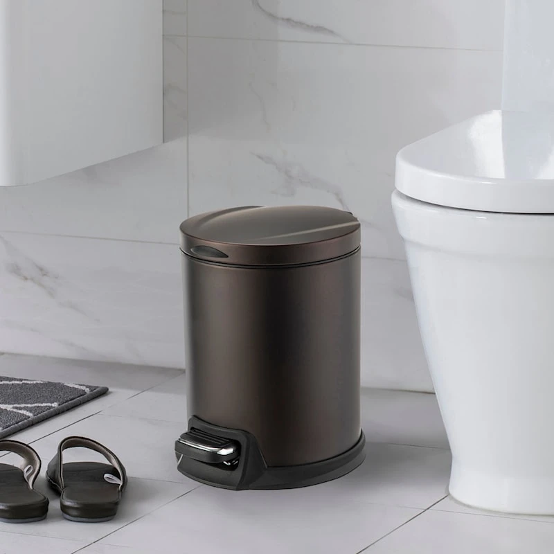 Brown Stainless Steel Round Pedal Bin, 5l 7 Brown Stainless Steel Round Pedal Bin, 5l - Image 7