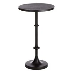 Calvin Black Metal Accent Table, 22"