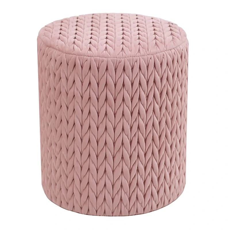 Cheryl Quilted Ottoman, Blush, Pink Velvet 1 Cheryl Quilted Ottoman, Blush, Pink Velvet