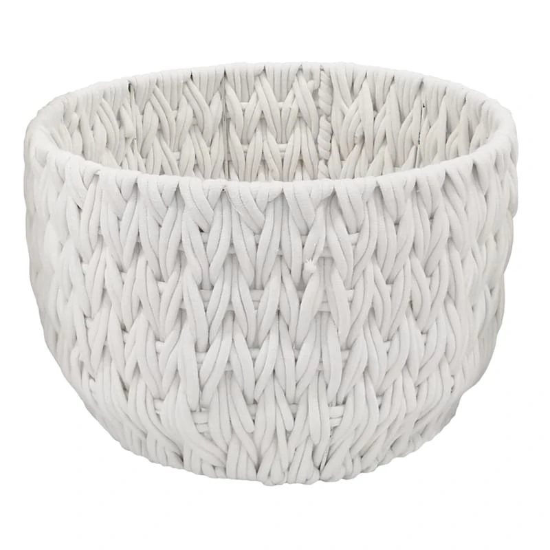 Chunky White Round Fabric Storage Basket, Small 1 Chunky White Round Fabric Storage Basket, Small
