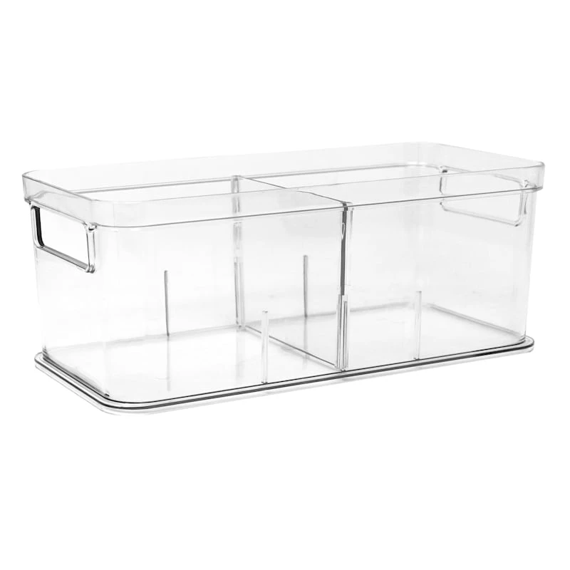 Clear Storage Bin With Divider, Small 1 Clear Storage Bin With Divider, Small