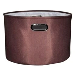 Cocoa Round Fabric Storage Basket, Medium