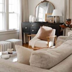 Cottage Thin Striped Ottoman 6 Cottage Thin Striped Ottoman -Furniture Store cottage thin striped ottoman 2