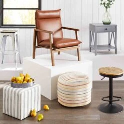 Cottage Thin Striped Ottoman 7 Cottage Thin Striped Ottoman -Furniture Store cottage thin striped ottoman 3