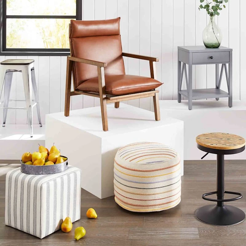 Cottage Thin Striped Ottoman 4 Cottage Thin Striped Ottoman - Image 4